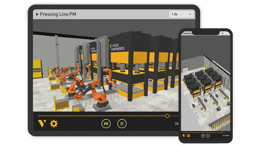 Visual Components Mobile Viewer - mobile Anwendung 3D-Simulation